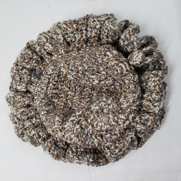 Handmade Crochet Brown Ruffle Bucket Hat Bohemian Casual Festival Neutral Fall - Picture 10 of 16